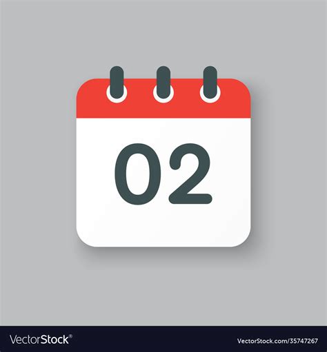 Icon Calendar Day Number 2 2th Day Month Vector Image
