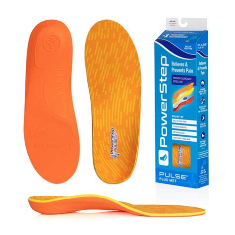 Powerstep Pulse Plus Orthotic Running Shoe Insoles With Metatarsal Pad