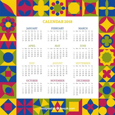Free Vector Calendar Of Colorful Geometric Shapes