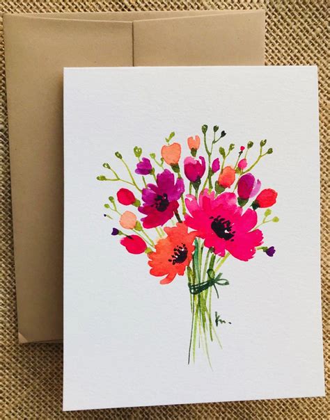 Watercolor Birthday Card Flowers Birthday Girl