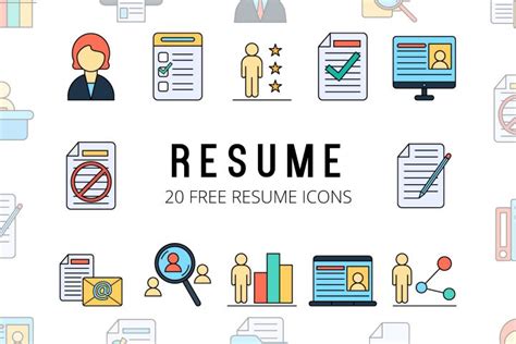 Set Of 20 Free Resume Icons Mockup Free Downloads