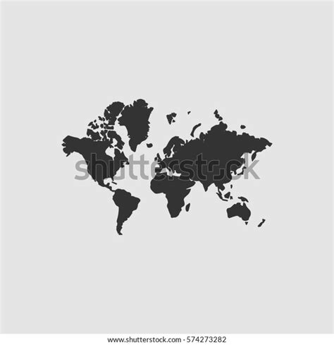 World Map Icon Flat Simple Black Stock Illustration 574273282