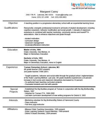 Teacher resume samples with 10+ examples and tips. picture - foto - car - templates - fotos: Teacher Resume