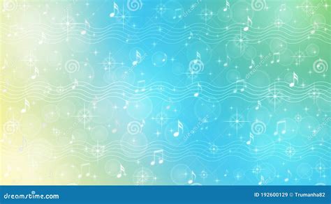 Abstract Music Notes And Staves In Pastel Yellow Blue And Green
