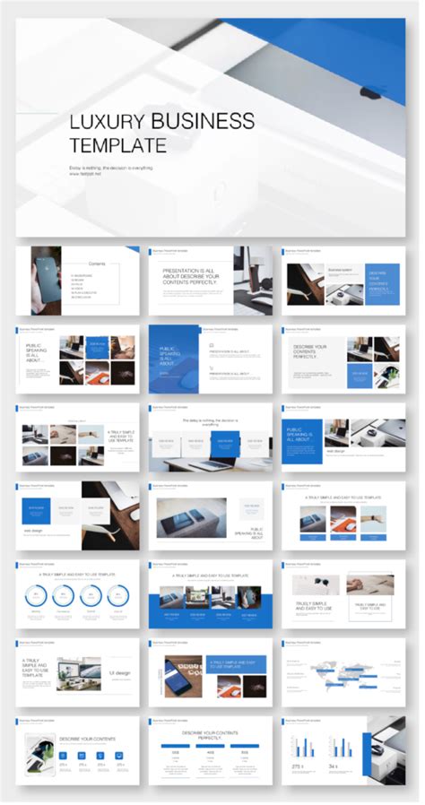 Blue Business Annual Report Powerpoint Template Original And High