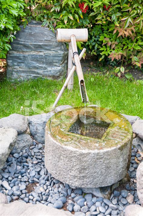 Japanese Bamboo Water Feature Stock Photos