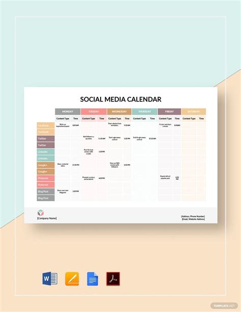 Canva Social Media Calendar Template