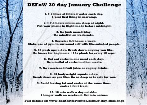 Defow 30 Day January Challenge Dont Eat For Winter