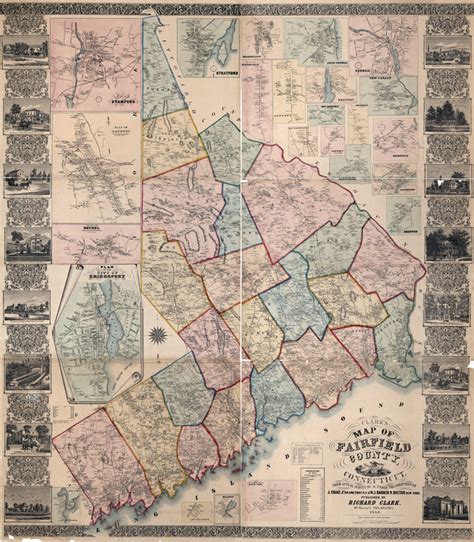 1858 Map Of Fairfield County Connecticut Genealogy Etsy