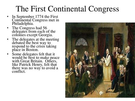 Ppt First Continental Congress And Lexington And Concord Powerpoint