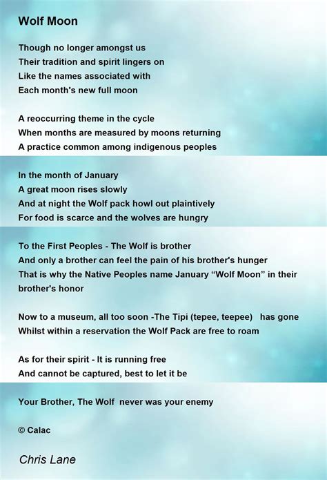 Wolf Moon Wolf Moon Poem By Chris Lane