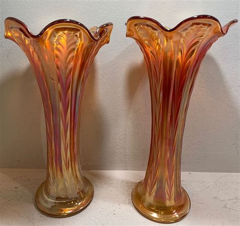 Carnival Glass Vases 1930s Set Of 2 For Sale At Pamono
