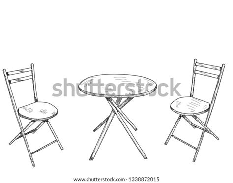 Isolated Sketch Lines Table Two Chairs Stock Vector Royalty Free