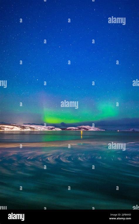 Norway Lapland County Of Finnmark Kirkenes Aurora Borealis Over The