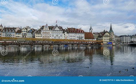 Lucerne Is A Wonderful City In Switzerland On The Shores Of A Beautiful Lake Stock Photo Image