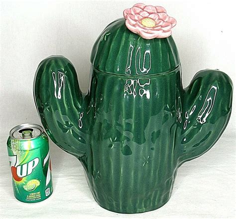 Saguaro Cactus Cookie Jar Southwest Treasure Craft Usa Green Blooming