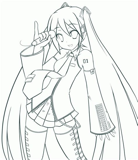 Hatsune Miku Lineart By Kouken On Deviantart Coloring Home