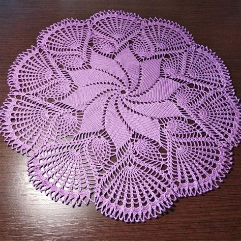 Purple Round Crochet Doily Lace Table Decor Violet Lace Doily Flower