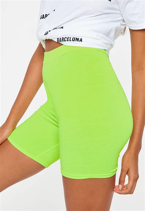 Missguided Synthetic Neon Green Cycling Shorts Lyst