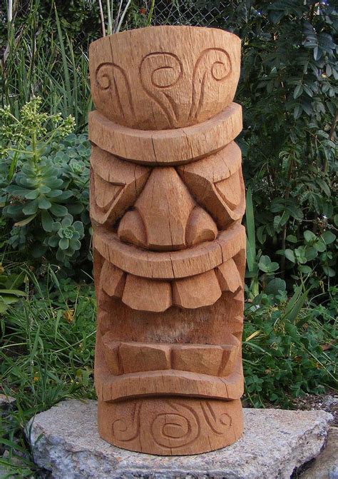 Tiki Totem Coconut Wood Statue Carving Patio Tropical Bar Decor 20