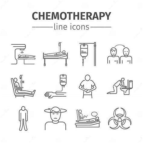 Chemotherapy Line Icons Set Stock Vector Illustration Of Patient