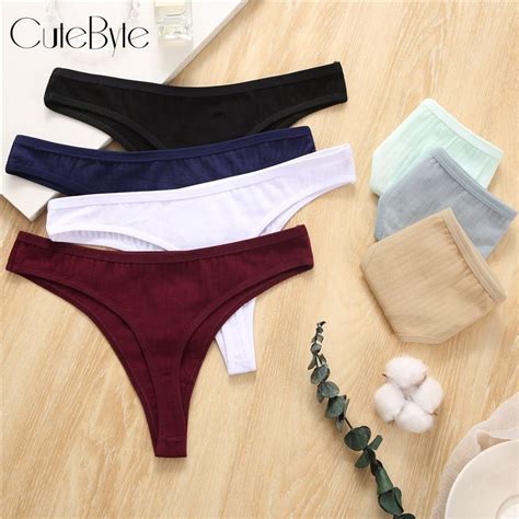Cute Byte Cotton G String Women Lingerie S Xl Thong 7 Solid Color Femme Underwear Sexy Panties