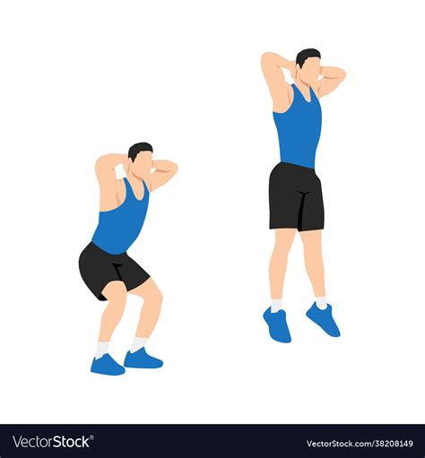 Man Doing Jump Squat Exercise Flat Royalty Free Vector Image