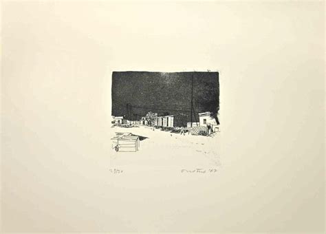 Enotrio Pugliese Landscape Etching And Aquatint By Enotrio Pugliese