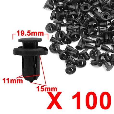 100pcs 11mm Hole Black Car Fender Bumper Plastic Rivets Push Pin
