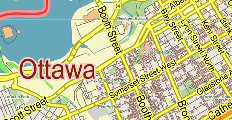Ottawa Canada Map Vector City Plan Low Detailed For Small Print Size
