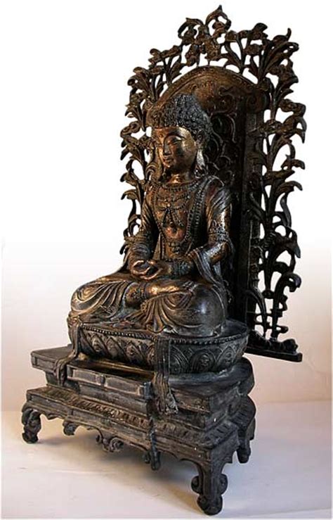 Antique Chinese Gilt Bronze Amitabha Buddha Statue