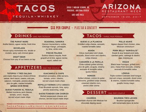 Viva burrito / mexican, restaurant. AZ Restaurant Week, Sept 15-24 - Tacos, Tequila, Whiskey ...
