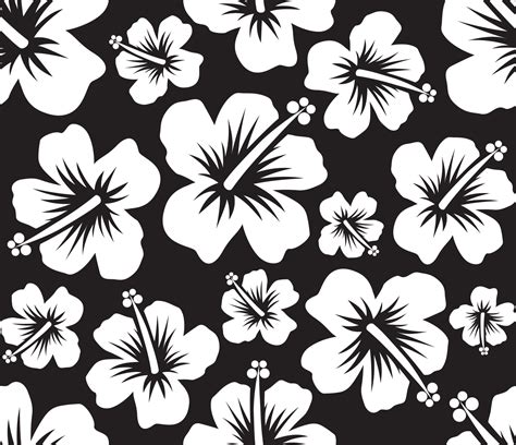 Hawaii Hibiscus Flower Black And White Pattern 4785527 Vector Art At