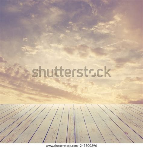 Sunset Sky Wood Floor Background Retro Stock Photo 243500296 Shutterstock