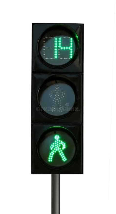 Modern Traffic Light With Timer And Pedestrian Signals Isolated On