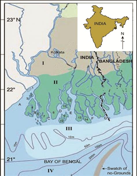 Digitized Image Of A Part Of Sundarbans Deltaic Region Located At The