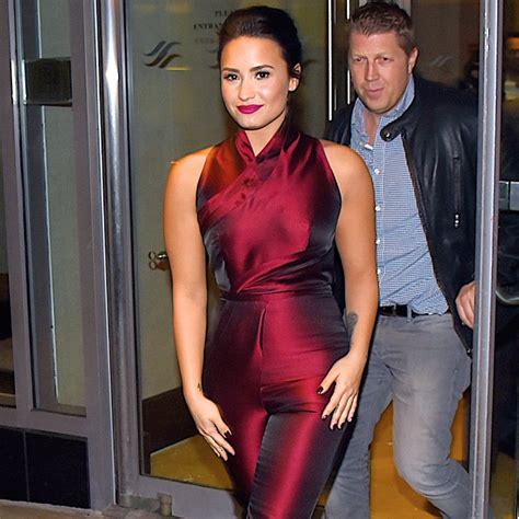 Demi Lovato Wears A Red Silk Jumpsuit In Nyc Popsugar Latina