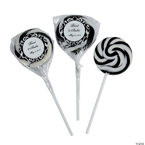 Personalized Black And White Swirl Lollipops 24 Pc Oriental Trading