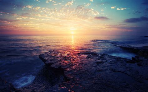 1920x1080 Resolution Body Of Water And Rock Sea Landscape Sunset