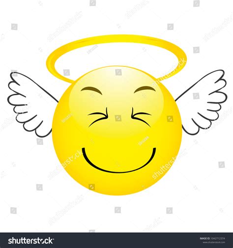 Cute Angel Emoticon Wings Emoji Smiley เวกเตอร์สต็อก ปลอดค่าลิขสิทธิ์