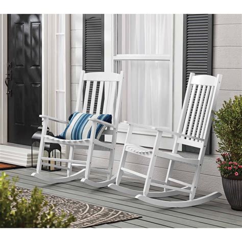 mainstays outdoor wood porch rocking chair white color weather resistant finish
