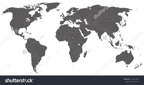 Simple World Map Borders Vector Illustration Stock Vector Royalty Free
