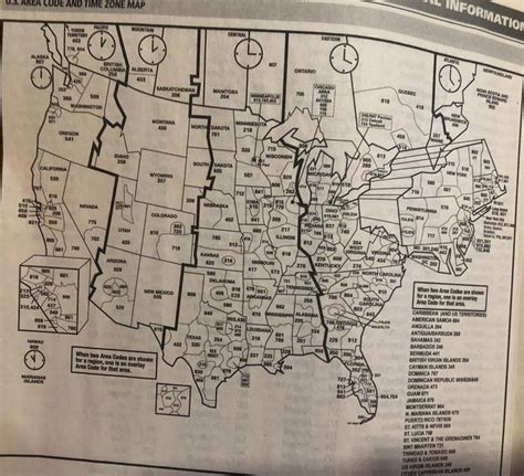Us Area Codes And Time Zone Map Photo From An Old Phone Book