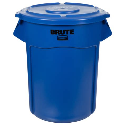 Rubbermaid Brute 55 Gallon Blue Round Trash Can And Lid