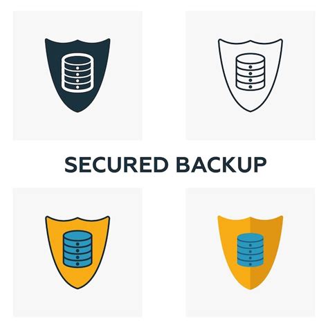 Premium Vector Secured Backup Icon Set Four Elements In Diferent