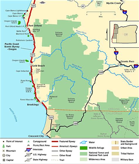 Byway Map For Southern Oregon Coast