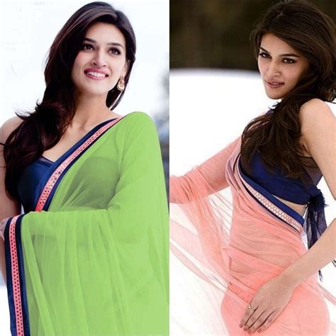 Kriti Sanon Combo Of 2 Georgette Lace Work Plain Green And Peach Bollywood Style Sare Best