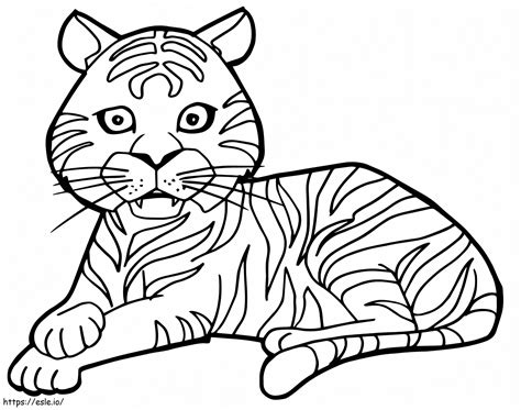 Cute Cartoon Tiger Coloring Page