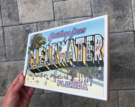 Greetings From Clearwater Sign Photo On Wood Etsy