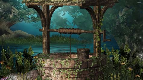 Old Well Hidden In The Magical Forest Wallpaper Fantasy Wallpapers